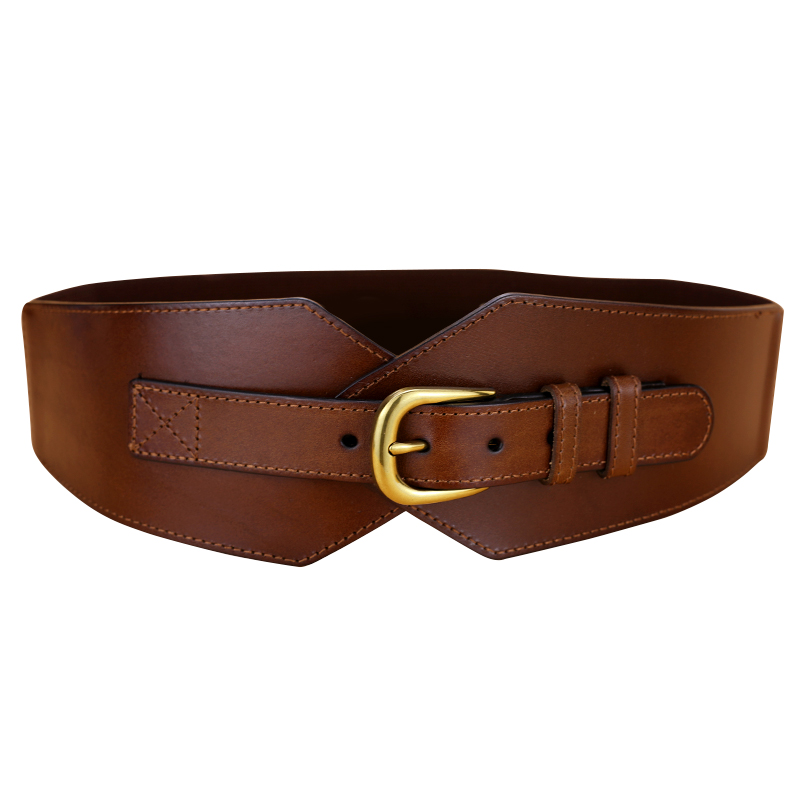 腰封女真皮头层牛皮复古时尚束腰皮带装饰配裙大衣羽绒服松紧腰带