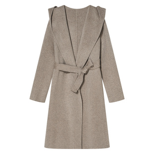 COVERINS羊毛真丝驼绒双面呢连帽大衣外套女冬季CC34580070