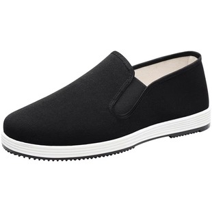 老北京透气男牛筋底休闲防滑花布鞋工作鞋一脚蹬春夏手工布鞋防臭