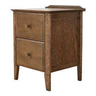 治木工坊全实木床头柜环保简约美式环保胡桃色储物柜红橡木床边柜