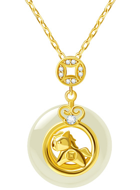 宫里上新正品天然和田玉小马项链