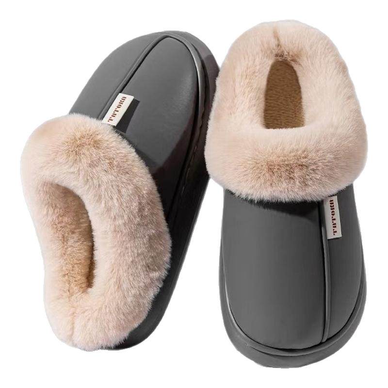 防水棉拖鞋男士秋冬季2025新款保暖毛毛绒拖鞋情侣家用室内女款冬