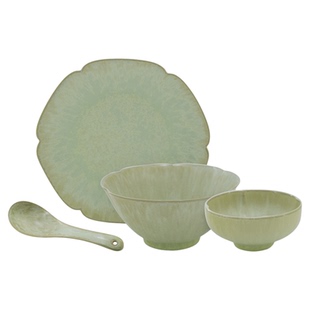 十一窑葵影浮青餐具1人食陶瓷碗盘中式宋氏美学送礼物高级感品质