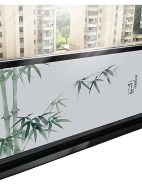 玻璃贴膜遮光不透人中式竹子贴画