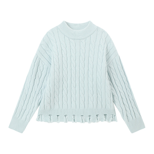 布丁哈鲁冬装童装女童韩系上衣2026秋冬款儿童百搭设计感麻花毛衣
