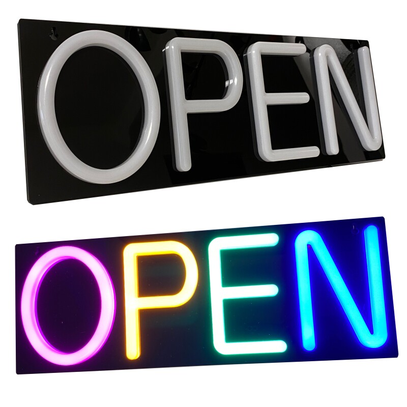 ins简约风高端高亮彩色open灯牌