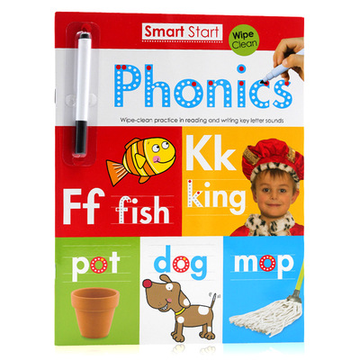 刷刷笔可重复擦写Smart Start Wipe-Clean Workbook Phonics看字读音 英文原版进口绘本 幼儿启蒙英语学习练习册