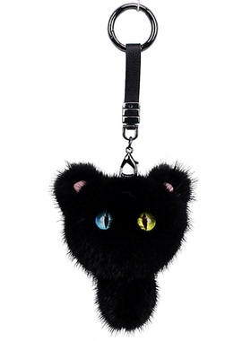 [水貂毛黑猫】可爱猫咪手机挂饰车钥匙扣包挂件节日礼品礼物车挂