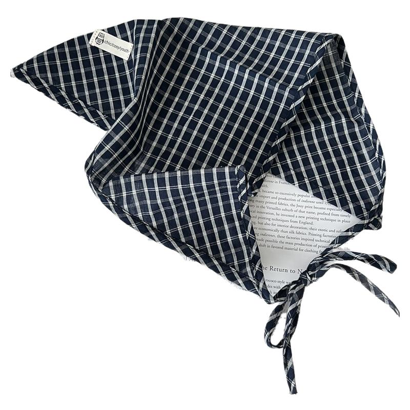 田园风格子三角巾女百搭装饰丝巾