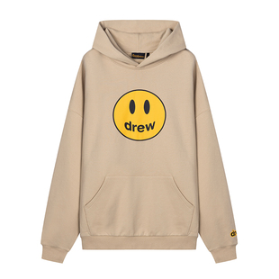 drew house mascot笑脸连帽卫衣纯棉宽松沙色男女同款