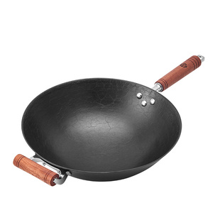 【新品】王源吉铁锅炒锅家用炒菜锅不易粘生铁锅无涂层老式铸铁锅