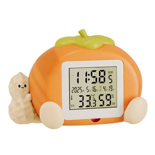 MSKA柿柿如意创意时钟摆台式桌面客厅装饰摆件电子钟生日乔迁礼物