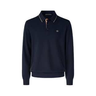 GIOVANNI VALENTINO纯棉polo领针织衫男士秋冬季休闲宽松翻领毛衣