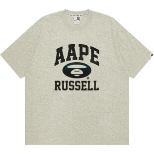 Aape联名RUSSELL男装春夏猿人字母印花简约休闲短袖T恤9704XAM