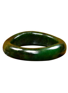 紫润轩和田玉随形碧玉满皮籽镯