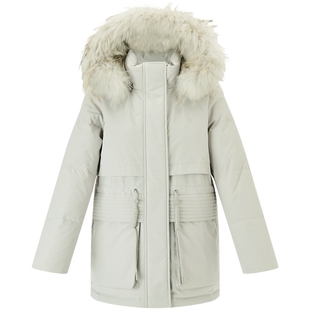 【商场同款】Hazzys哈吉斯毛领羽绒服女冬季休闲宽松外套