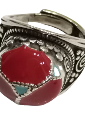 尼泊尔经典复古款开口戒指百搭龙年喜庆补丁女生气质民族风指环