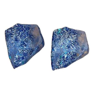 不规则蓝色冰晶耳钉气质耳饰