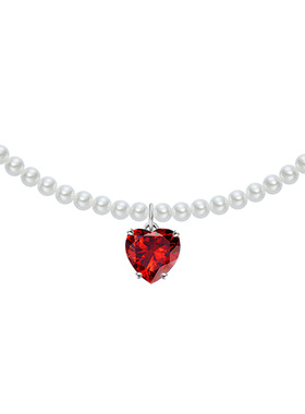 hefang纯银何方爱心波波双层项链