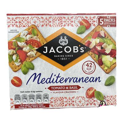 现货英国Jacob's苏打饼干番茄罗勒海盐饼干香脆cracker