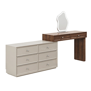 三梦中古疏影实木梳妆台卧室简约现代2025新款斗柜一体伸缩化妆桌