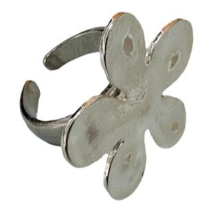 atmshop 韩系哑光拉丝银色花朵造型戒指冷淡风ins百搭开口可调节