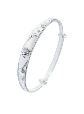 老凤祥中式福字手镯女款足银镯子手串新款纯银手链生日礼物送妈妈