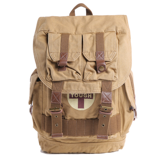 闰闰家新款潮酷男女通用军旅风户外休闲旅行背包全棉帆布双肩包包