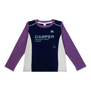 山系风儿童高弹透气上衣2026秋装户外运动男女童拼接修身长袖T恤