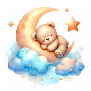 卡通小熊墙贴月亮星星儿童卧室装饰贴纸防水自粘遮瑕可移除贴纸画
