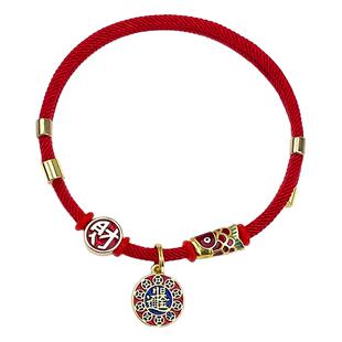 国潮宠物红绳项圈猫咪狗狗颈圈双向调节防咬断单绳子加粗项链配饰