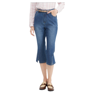 波顿女士2025春夏新款微喇七分牛仔裤显瘦高端美式休闲裤子