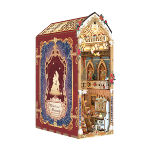 同趣美女与野兽感应书立微缩场景模型diy小屋积木摆件新年礼物女