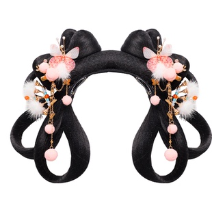 古风可爱少女发箍假发毛茸茸头饰套装古装演出发髻组合百搭发饰