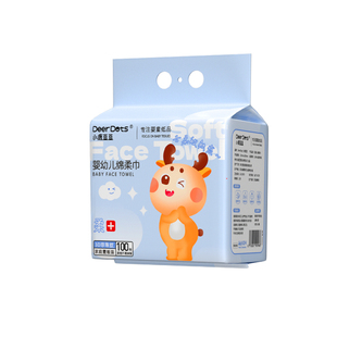 小鹿豆豆棉柔巾100抽一次性洗脸洁面宝宝亲肤擦脸绵柔巾加厚加大