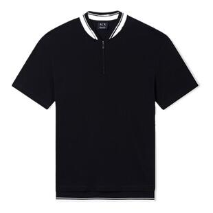 ARMANI EXCHANGE/阿玛尼春夏新款男士半拉链短袖正肩老钱风Polo衫