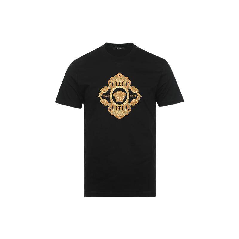 【自营】Versace/范思哲男士巴洛克图案刺绣纯棉圆领棉质短袖T恤