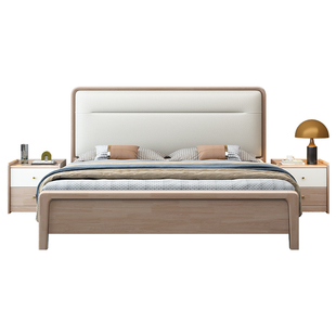 北欧全实木床1.8米大床双人床1.5m主卧轻奢现代简约储物婚床软包