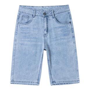 冰丝牛仔短裤男士夏季薄款马裤2026新款宽松直筒天丝休闲五分中裤