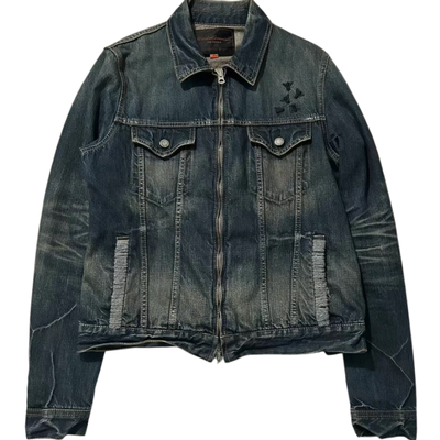 『补货中』Undercover 06aw昆虫刺绣夹克 重工水洗短款牛仔外套