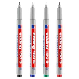 德国edding150水性记号笔可擦黑色细头酒精可擦光滑表面玻璃瓷砖标记笔