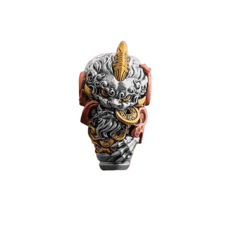 琢匠镇财貔貅三通套装核桃文玩配饰银饰配件原创手持猴头手串配珠