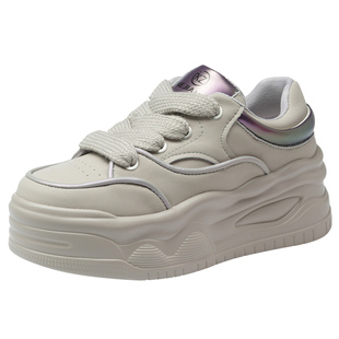 厚底小白鞋2025春季新款增高女鞋网红百搭休闲运动鞋真皮小众板鞋