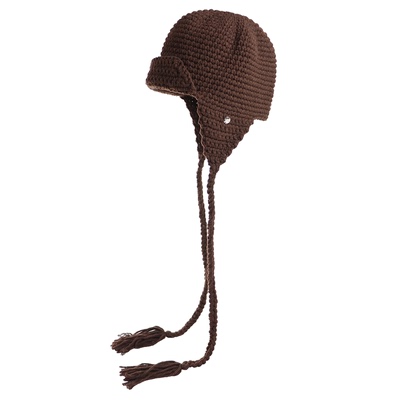 秋冬季纯手工编织毛线保暖帽子女