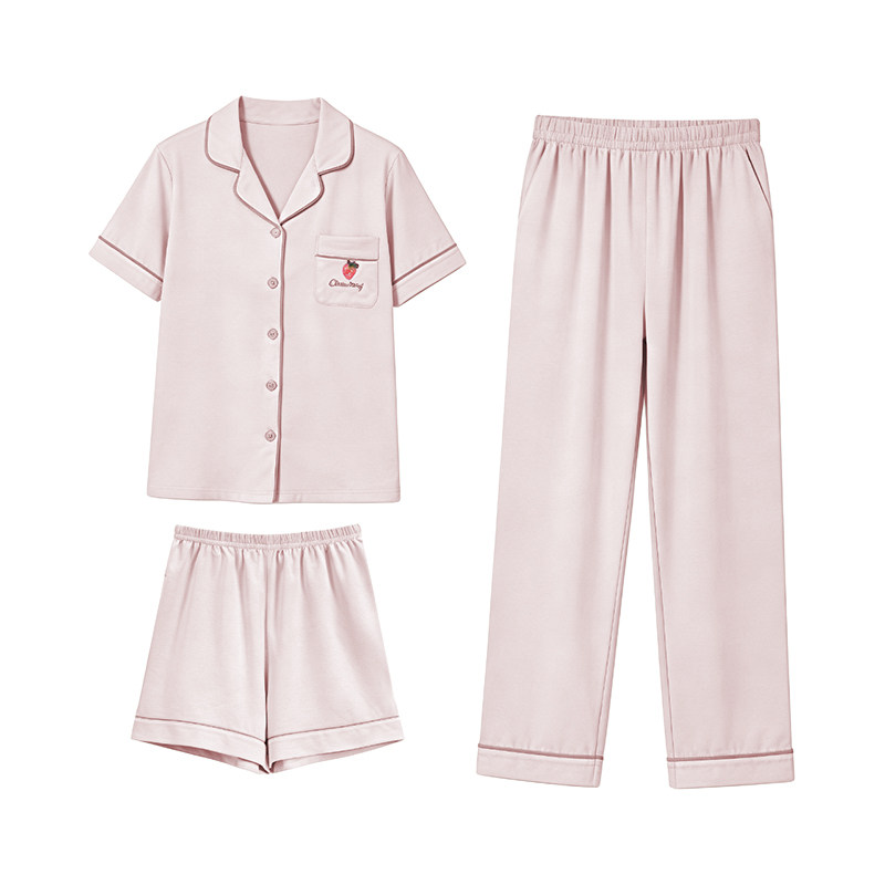 莫代尔棉睡衣三件装家居服套装