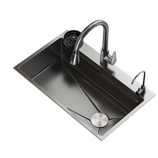 厨房洗菜盆大单槽加厚5.0米粒压纹水槽家用304不锈钢台下盆洗碗槽