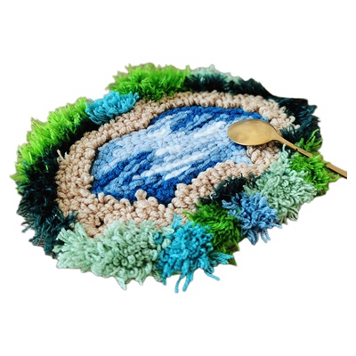 戳戳绣杯垫材料包毛线手工diy