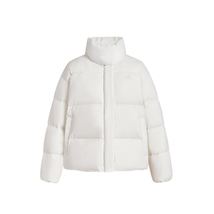 A21女装梭织宽松立领落肩开襟厚短羽绒服冬季保暖加厚羽绒外套