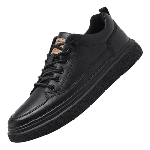 红蜻蜓男鞋冬季2025新款真皮男士板鞋休闲皮鞋黑色高级感痞帅鞋子