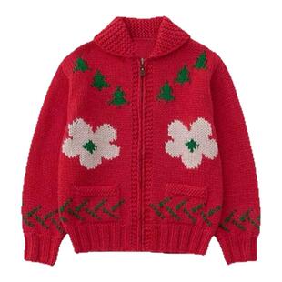 【现货】韩国小众sienne拉链毛衣开衫新年圣诞氛围感粗棒针织外套